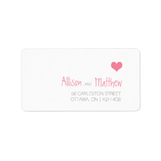 Pink Heart Wedding Address Label Adressaufkleber