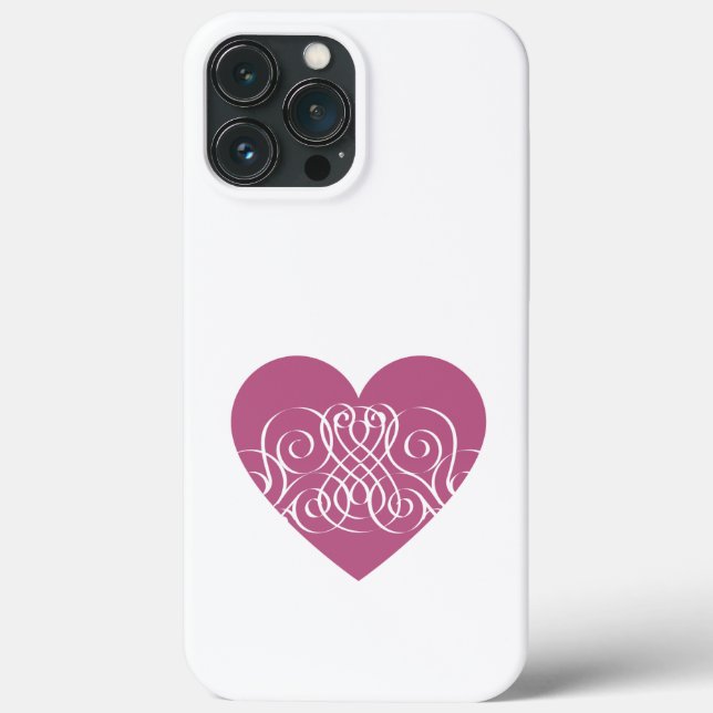 Pink Heart with Filigree Hübsch Girly Phone Case (Rückseite)