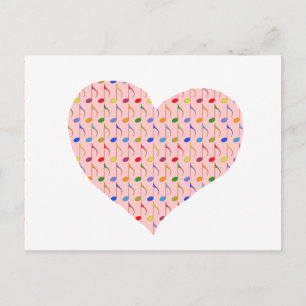 Pink Heart with Music Postkarte