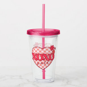 Pink Heart Xoxo Hugs und Kisses Acryltrinkbecher