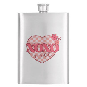Pink Heart Xoxo Hugs und Kisses Flachmann