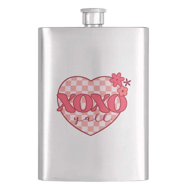 Pink Heart Xoxo Hugs und Kisses Flachmann (Vorderseite)