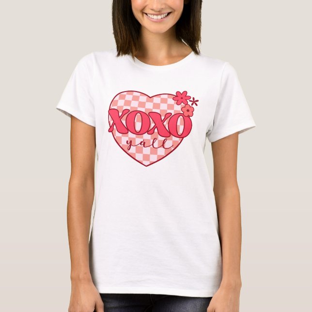 Pink Heart Xoxo Hugs und Kisses T-Shirt (Vorderseite)