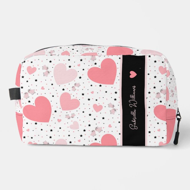 Pink hearts and piggy waschbeutel (Vorderseite)