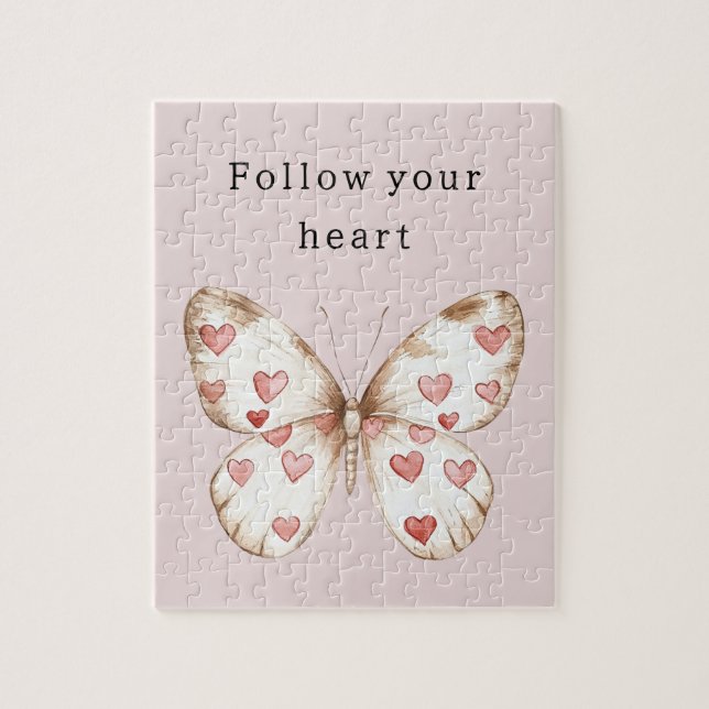 Pink Hearts Butterfly Puzzle (Vertikal)
