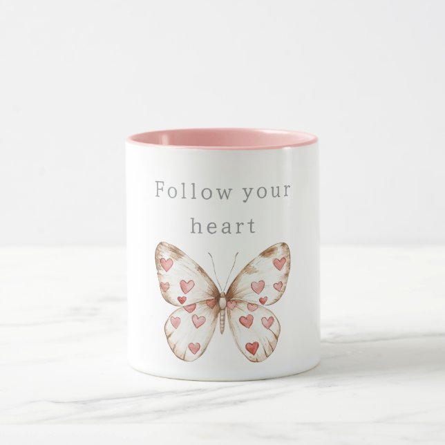 Pink Hearts Butterfly Tasse (Zentrum)