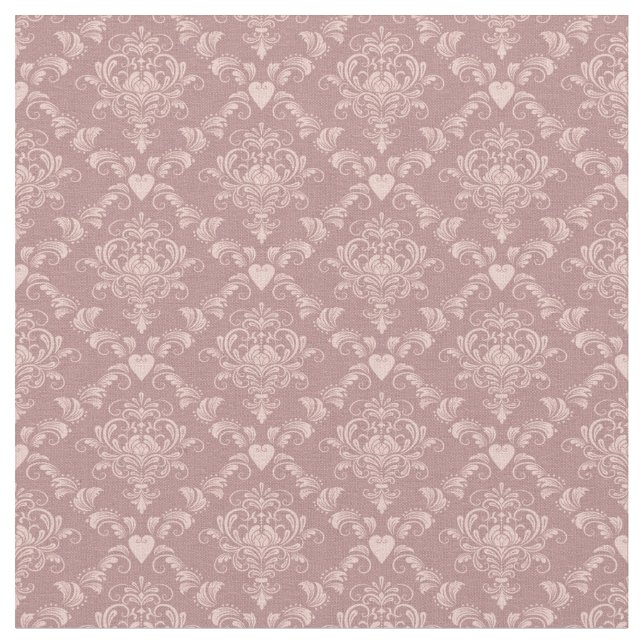 Pink Hearts Damask Stoff (Nahaufnahme)