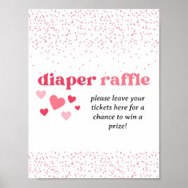 Pink Hearts Diaper Raffle Baby Duschzeichen Poster