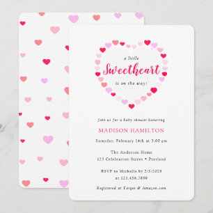 Pink Hearts Ein kleines Sweetheart Baby Dusche Einladung