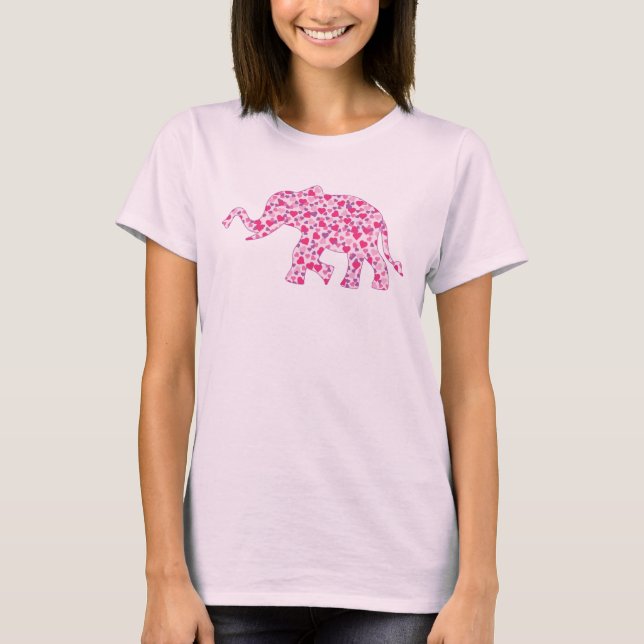 Pink Hearts Elephant T-Shirt (Vorderseite)