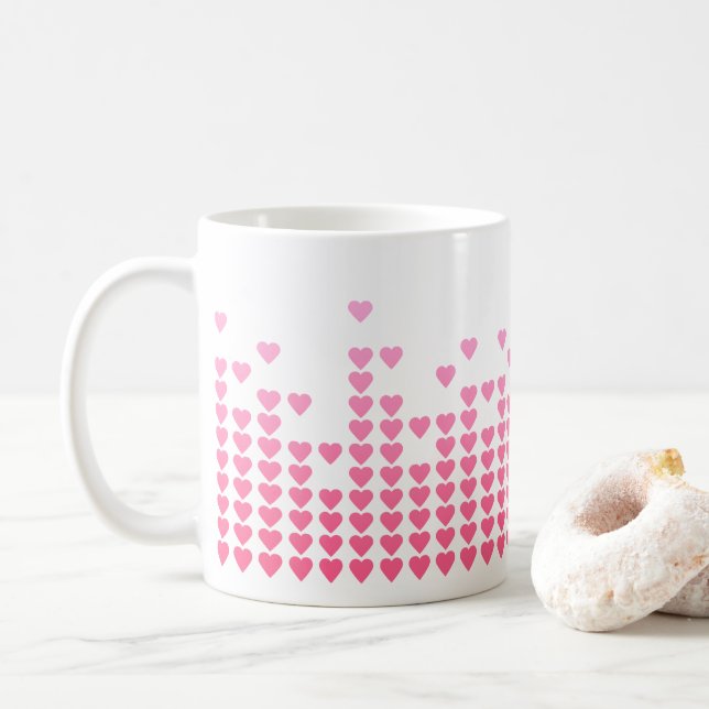 Pink Hearts Equalizer Music Geek Kaffeetasse (Mit Donut)