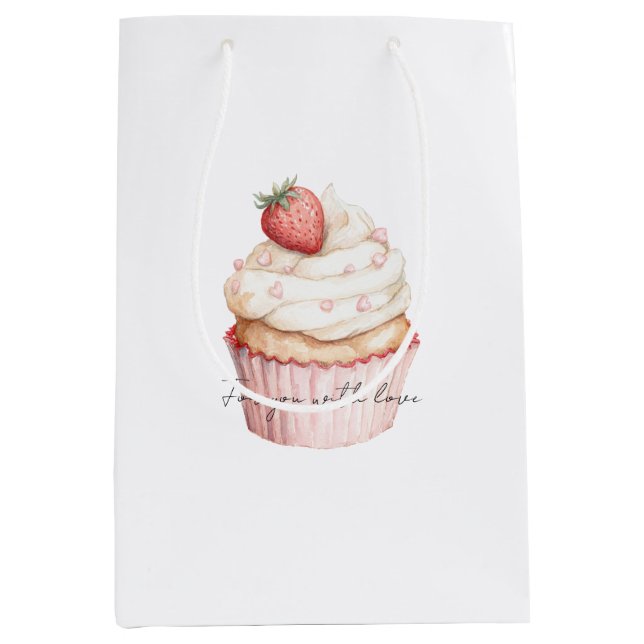 Pink Hearts Erdbeercupcake   Mittlere Geschenktüte (Vorderseite)