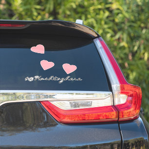 Pink Hearts Floating Name Script Car Decal Aufkleber