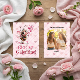 Pink Hearts Galentine's Day Best Friend Card Feiertagskarte