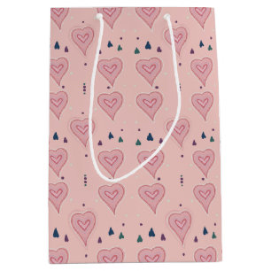 Pink Hearts Geschenktasche Mittlere Geschenktüte