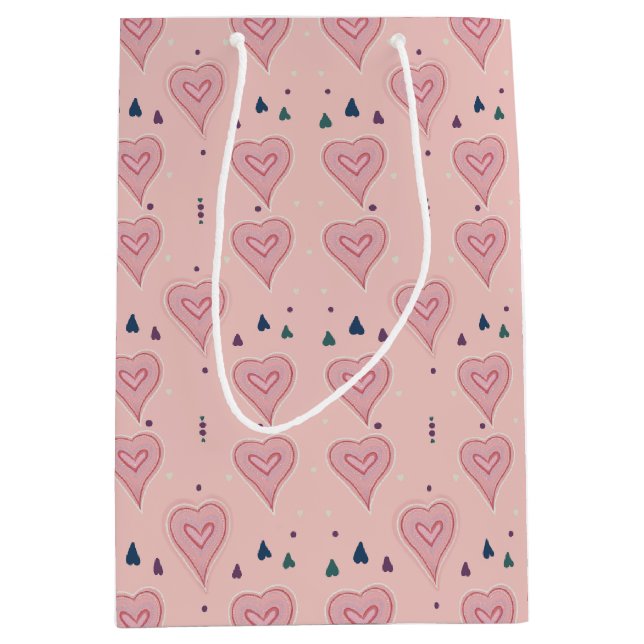Pink Hearts Geschenktasche Mittlere Geschenktüte (Vorderseite)