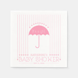 Pink Hearts Girl Babydusche Party Paper Napkin Serviette