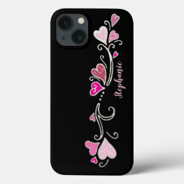 Pink Hearts Glitzer Akzent Doodle Art Case-Mate i iPhone Hülle