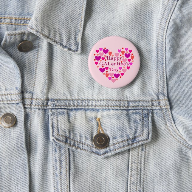 Pink Hearts Happy GALentines Day Button (Beispiel)