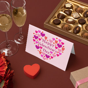 Pink Hearts Happy Valentines Day Valentine Feiertagskarte