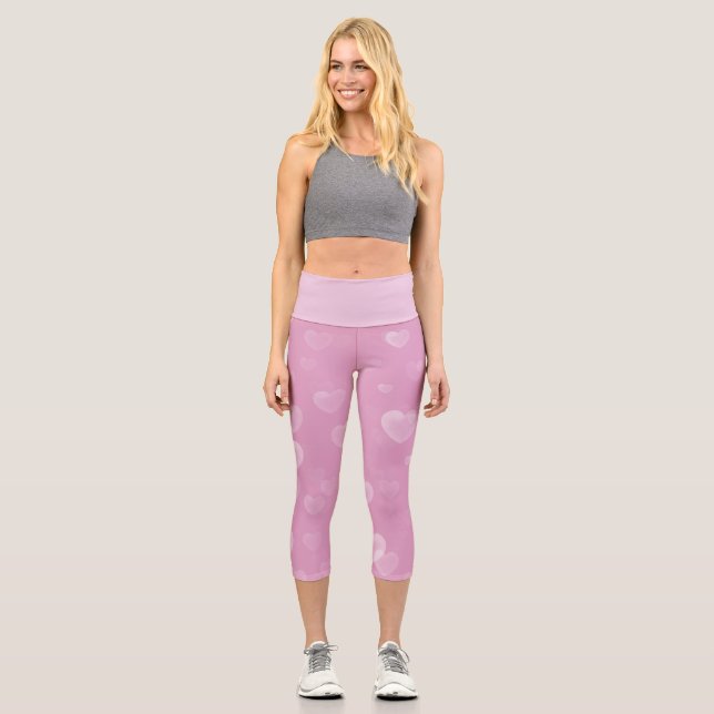 Pink Hearts Hübsch Pastel Capri Leggings (Vorderseite)