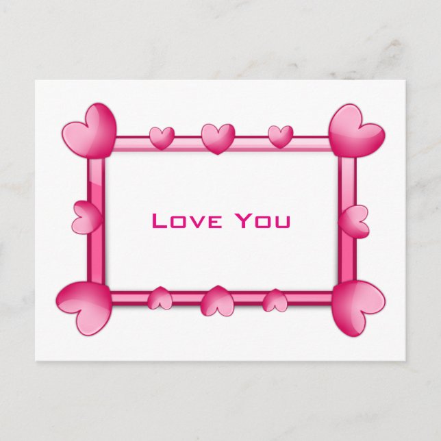 Pink Hearts Liebe Sie Postkarte (Vorderseite)