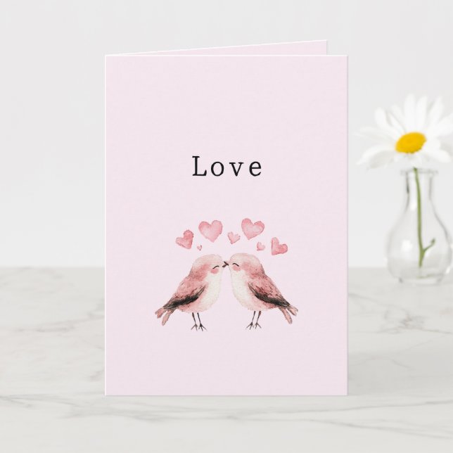 Pink Hearts Love Birds Valentine's Day Wedding Karte (Kleine Pflanze)
