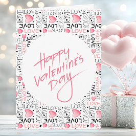 Pink Hearts Love Typography Happy Valentine's Day Karte