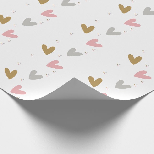 Pink Hearts Modern Simple Baby Shower Geschenkpapier (Ecke)