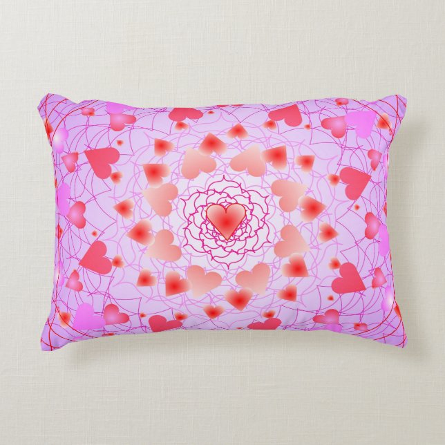 Pink Hearts Muster Akzent Pillow Dekokissen (Vorderseite)