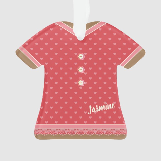 Pink Hearts Muster Dress Lace Trim Personalisiert Ornament (Vorderseite)