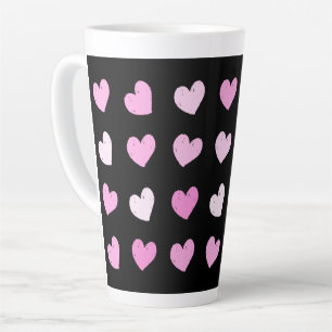 Pink Hearts Muster Latte Tasse