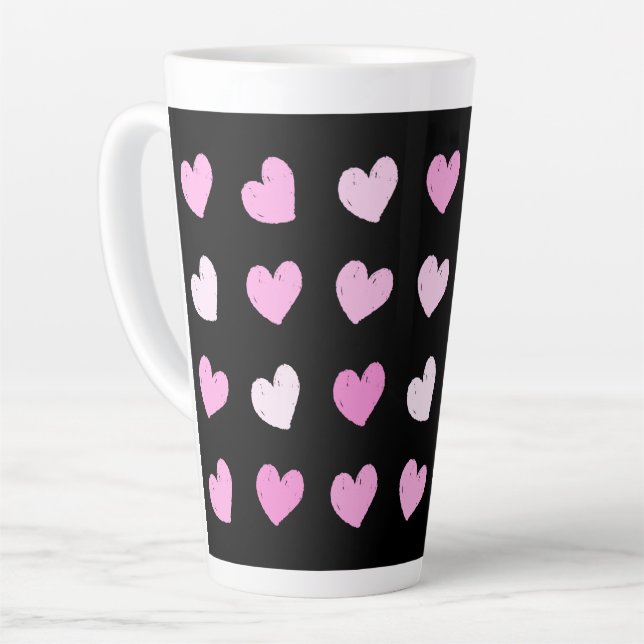 Pink Hearts Muster Latte Tasse (Linke Ecke)
