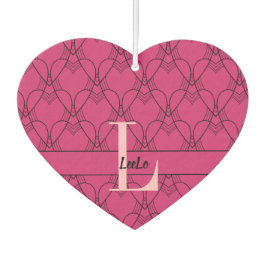 Pink Hearts Muster Monogram und Name Custom Autolufterfrischer