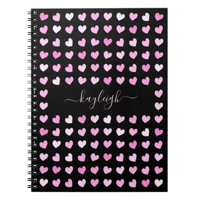 Pink Hearts Muster Spiral Foto Notebook Notizblock (Vorderseite)