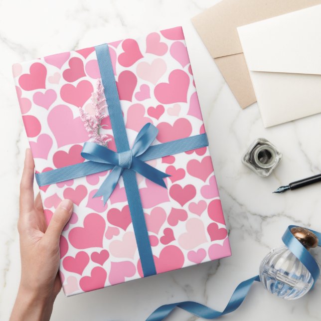 Pink Hearts Muster Wrapping Paper Geschenkpapier (Schenken)