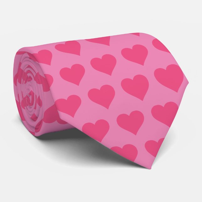 Pink Hearts Neck Tie Krawatte (Gerollt)