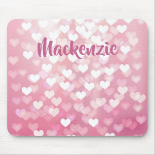 Pink Hearts Ombré Girly Name für sie Mousepad