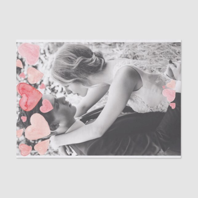 Pink Hearts Overlay Add Your Own Photo Seidenpapier (Vorderseite)