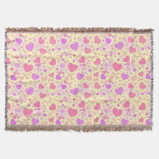 Pink Hearts Pattern 01 Lyellow BG Decke (Vorderseite)