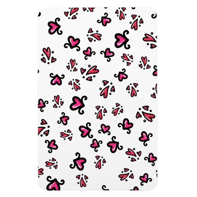 Pink Hearts Pattern – Cute Doodle Design Magnet (Vertikal)