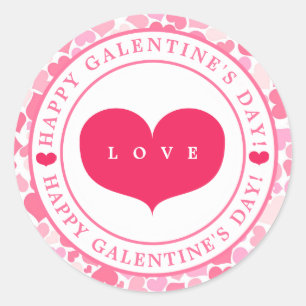Pink Hearts Pattern - Happy Galentine's Day Runder Aufkleber