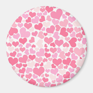 Pink Hearts Pattern - Niedlicher, romantischer Mag Magnet