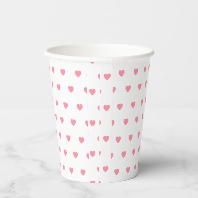 Pink Hearts Pattern Paper Cup Pappbecher (Rechts)