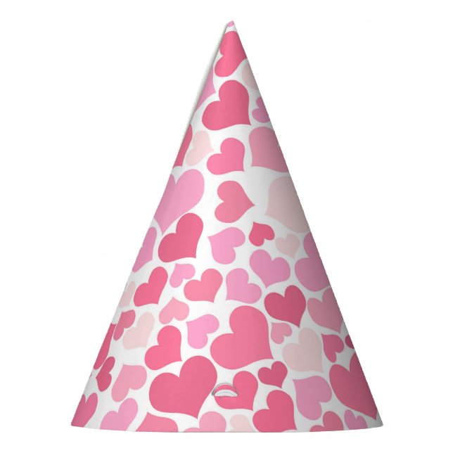 Pink Hearts Pattern - Party Hat Partyhütchen (Links)
