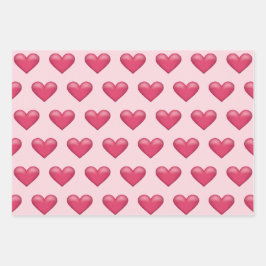 Pink Hearts Pattern Valentinstag Thema Geschenkpapier Set