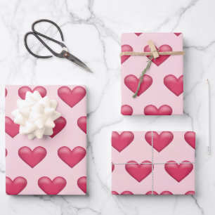 Pink Hearts Pattern Valentinstag Thema Geschenkpapier Set