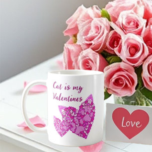 Pink Hearts Paws Cat/Hund Tierliebhaber Valentine Kaffeetasse