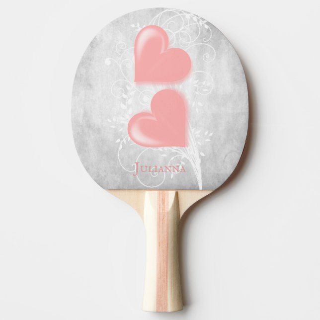 Pink Hearts Personalisiert Ping Pong Paddel Tischtennis Schläger (Vorderseite)
