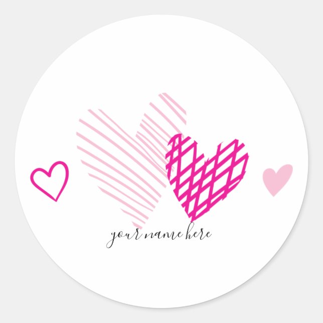 PInk Hearts Personalisiert Stickers (Vorderseite)